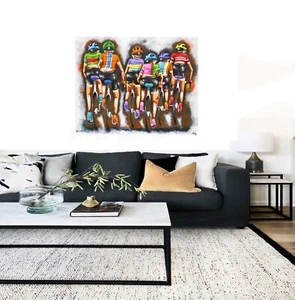 cycling bike art painting wall décor, ready to hang - Picture 1 of 7