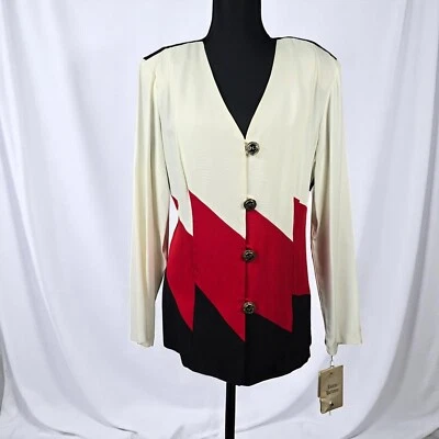 Vintage Frederick's of Hollywood Blazer Woman 13-14 Color Block Crafted USA NWT - Image 1 of 4