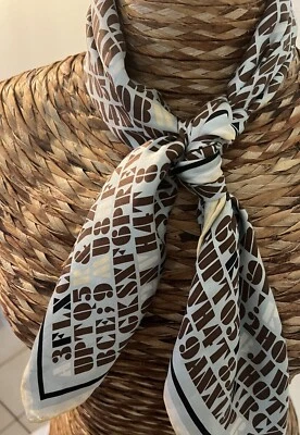 Vintage 100% Silk Rolled Edges Letters And Numbers Scarf Geek Academia - Image 1 of 4