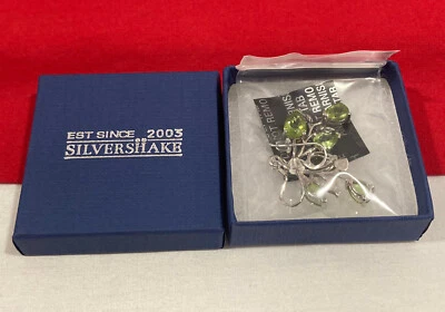 Juego de Pendientes Colgantes SILVERSHAKE 925 Plata de Ley Color Verde Laboratorio NUEVO EN CAJA Foto 1 de 4