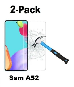 (2-Pack) Clear Tempered Glass Screen Protector for Samsung Galaxy A52 - Picture 1 of 1