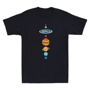 Flat Earth And Planets Funny Conspiracy Theory Earthers Gift Retro Men's T-Shirt - Picture 1 of 8