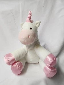 Kelly Toy White Sitting Unicorn rattle with pink horn, mane, feet and tail  10" - Picture 1 of 5