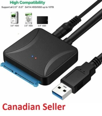 USB 3.0 to SATA III Hard Drive Adapter for 2.5 "3.5" HDD/SSD with 12V/2A Power - Image 1 of 4