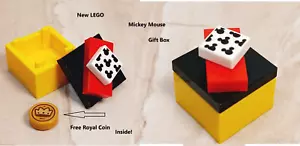 New LEGO Mickey Mouse Container Box Lid Printed Top Disney Logo Free Royal Coin - Picture 1 of 1