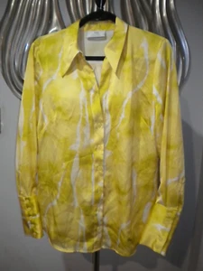 CUE size 10 satin corporate shirt fabric from France button front and sleeves - Picture 1 of 2