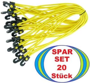 20 x Zelt Planen Spanner 25 cm GELB mit Haken Planenspanner Spann Gummi Spannfix - Picture 1 of 7
