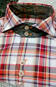 NWT Bogosse Men's Size 2(Small)Short Sleeve Button Down Shirt Fancy Jacq Checks - Picture 1 of 11