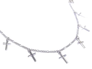 Damen Silber .925 schönes Kreuz Hänger Charm 5,4 g Fußkettchen - Bild 1 von 6
