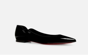 Christian Louboutin Hot Chick Flat Patent Ballerina Flat Black $745 Size 41. NWB - Picture 1 of 9