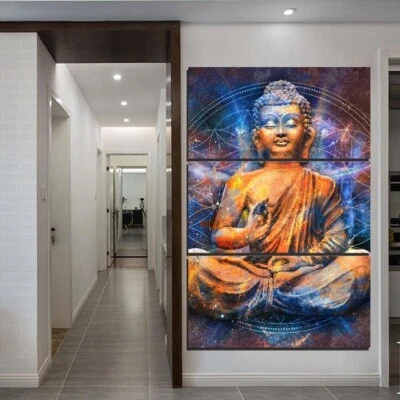 Póster arte de pared impresión en lienzo abstracto de Buda meditando 3 piezas decoración del hogar Foto 1 de 4