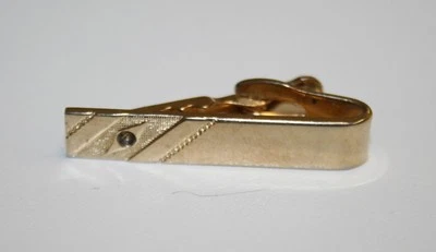 De colección Dorado MOD Mediados de Siglo Para Hombre Corbata Cierre Barra Piedra Falta Foto 1 de 4