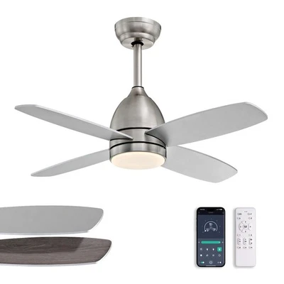 38 Inch Flush Mount Ceiling Fans with Lights and Remote Control, Nickel Low P... - Image 1 of 4