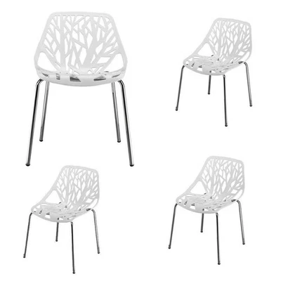 Set of 4 Stackable Modern Dining Chair Mid Century Dining Chairs Birch Chairs - Image 1 of 4