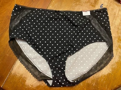 Calzoncillo para mujer Cacique talla grande algodón pierna alta negro blanco lunares 26/28 nuevo con etiquetas Foto 1 de 4
