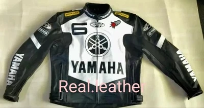 Yamaha Motorbike Racing Real Leather Motorcycle Full padded Biker Jacket - Image 1 of 4