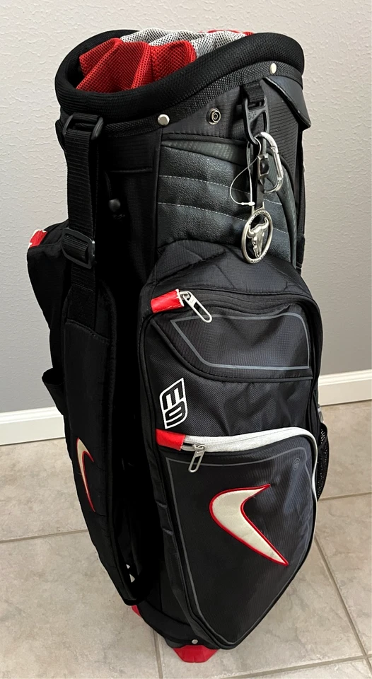 NIKE Black E9 14-Way Stand Alone Carry Shoulder Strap Thru Golf Bag 12 Pockets - Image 1 of 4