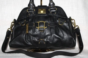 Lockheart schwarz Leder Hand/Schultertasche Umhängetasche verstellbarer Riemen Reißverschluss Top! Neu ohne Etikett - Bild 1 von 16