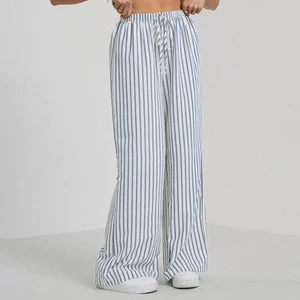 Contrasting Color Drawstring Pants for Women with Pockets and Wide Legs - Picture 1 of 15