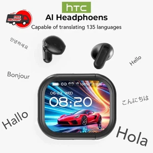 HTC NE20 Bluetooth 6.0 Earphones AI Translator Wireless Earbuds LCD Touch Sport - Picture 1 of 15