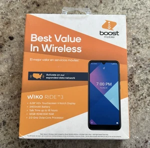 Boost Mobile ANS Wiko Ride 3 Black Prepaid Smartphone 6.09" 32GB 13MP Brand New - Picture 1 of 2