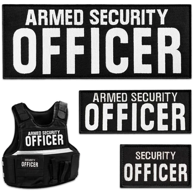 BLUYELLOW 3Pcs Armed Security Officer Patch Set: Durable Embroidered Tactical Patches