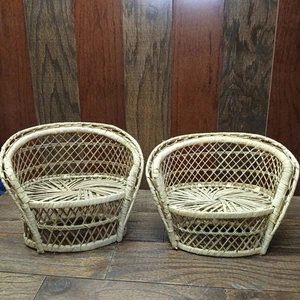 Zwei Vintage Mini Korb Couch Liebe Sitz Pflanzenständer Boho Eklektisch Retro Deko - Bild 1 von 24
