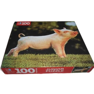 Vintage 1996 Cute Pig Milton Bradley Junior 100 PC Puzzle 4828-19 Complete - Picture 1 of 8