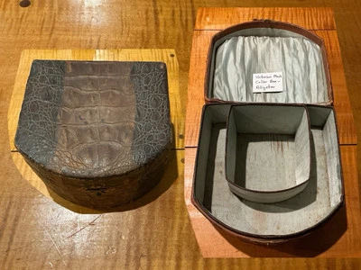 ANTIGUA Caja Victoriana para Cuello y Puños Piel de Cocodrilo GENUINA Cuero de Cocodrilo Foto 1 de 4