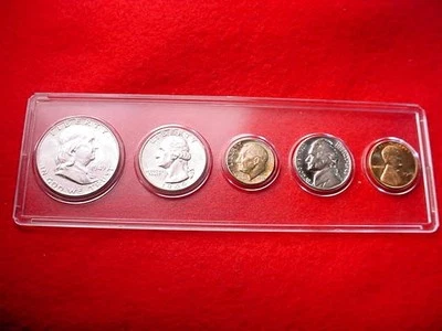 1949 PHILADELPHIA 5 COIN BU MINT SET- - -COINS 90% SILVER!!    #57 - Image 1 of 4