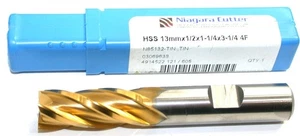 Niagara N8513 13MM Diámetro 1/2" Vástago 4 Flautas HSS Métrico TiN Fresadora de Extremo de Recubrimiento - Imagen 1 de 2