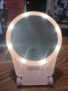 Floxite Travel Mirror with Light - 10X Magnified Lighted Mirror, Makeup Mirror - Picture 1 of 11