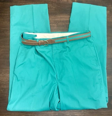 Nuevo de Lote Antiguo Pantalones/Cinturón Haggar Para Hombre 34 X 30 Verde Teal Recto Mezcla Algodón Nuevo Foto 1 de 4