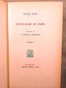 Notre Dame The Novels Complete & Unabridged by Victor Hugo Ltd Ed of 250 1892 - Imagen 1 de 11