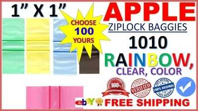 100 1" x 1" Apple baggies mini zipper-seal bags PRINTED DESIGN PICK (1010 100ct) - Image 1 of 4