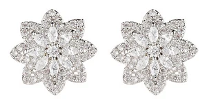 Silver Clip On Earrings star shaped stud with clear sparkling crystals - Celina - Picture 1 of 3