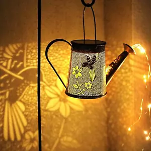 Solar Watering Can Lights,4 Color Hanging Metal Solar Lanterns Outdoor Waterproo - Picture 1 of 6