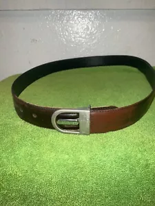 Vintage Yves Saint Laurent Distressed Leather Women’s Belt Black Brown - Picture 1 of 6