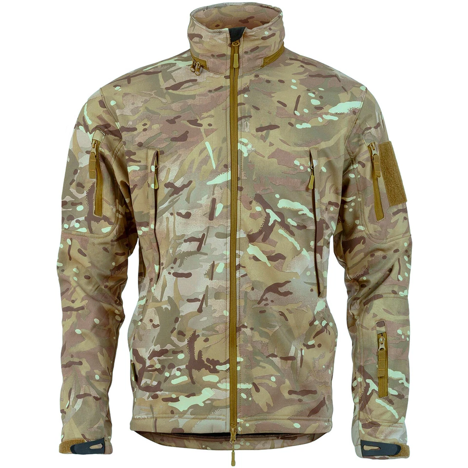 Highlander Tactique Hommes Soft Shell Veste Imperméable Manteau Armée Hmtc Camo - Photo 1/1