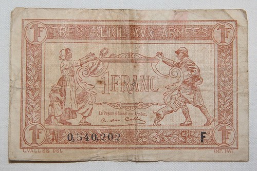 WWI FRENCH 1 FRANC MILITARY CURRENCY NOTE, PAPER MONEY | eBay