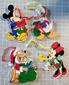 4 Disney Christmas Ornaments Mickey Minnie Donald Pluto - Picture 1 of 5