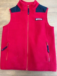 VINEYARD VINES Fleece Vest Full Zip, Boys Size 7, Red & Navy Blue - Picture 1 of 8