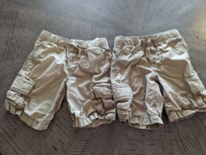 BABP GAP Khaki Tan boys shorts sz 5 (2 Pair) Elastic Waist Cargo Drawstring - Picture 1 of 3