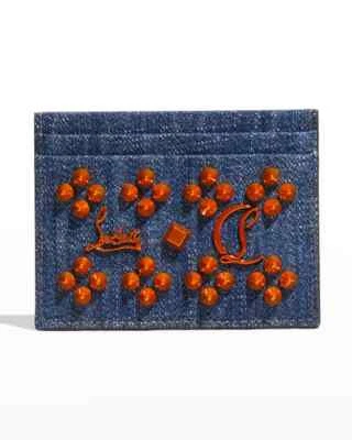 Christian Louboutin Credit Card Case Slim Denim Kio Loubinthesky NWT - Image 1 of 4
