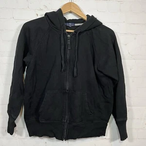 Gap Sweatshirt Boys XL Black Hoodie Zip Up Sweater Drawstring Long Sleeve Fleece - Picture 1 of 8