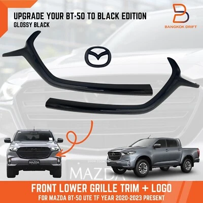 BLACK FRONT LOWER GRILLE TRIM COVER LOGO EMBLEM FOR MAZDA BT-50 BT50 UTE 20-23 - image 1 of 4
