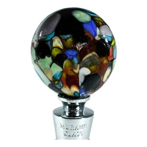 Bottiglia Tappo Murano Vetro Multi Nero Vino Prosecco Scatola Regalo Venezia - Foto 1 di 8