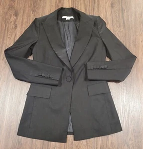 Veronica Beard Athens Black Shiny Satin Dickey Blazer Jacket Size 6 - Picture 1 of 19