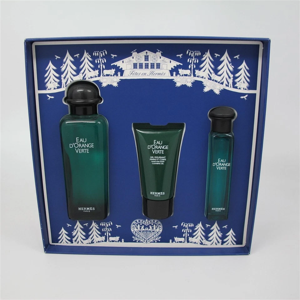 Eau D'Orange Verte от Hermes 3 шт набор: 3,3 и 0,5 унц туалетная вода спрей и 1,0 унц гель для тела - Изображение 1 из 1