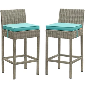 Modway Bar Stool Wicker Rattan Set of 2 - Picture 1 of 4